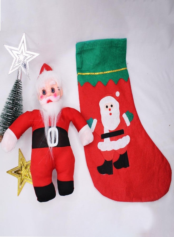 فولي دمية بابا نويل القطنية اللطيفة للغاية مع جوارب عيد الميلاد وحقيبة هدايا للاحتفال بيوم عيد الميلاد | هدايا عيد الميلاد للأطفال (مع جوارب كبيرة) - Image 4